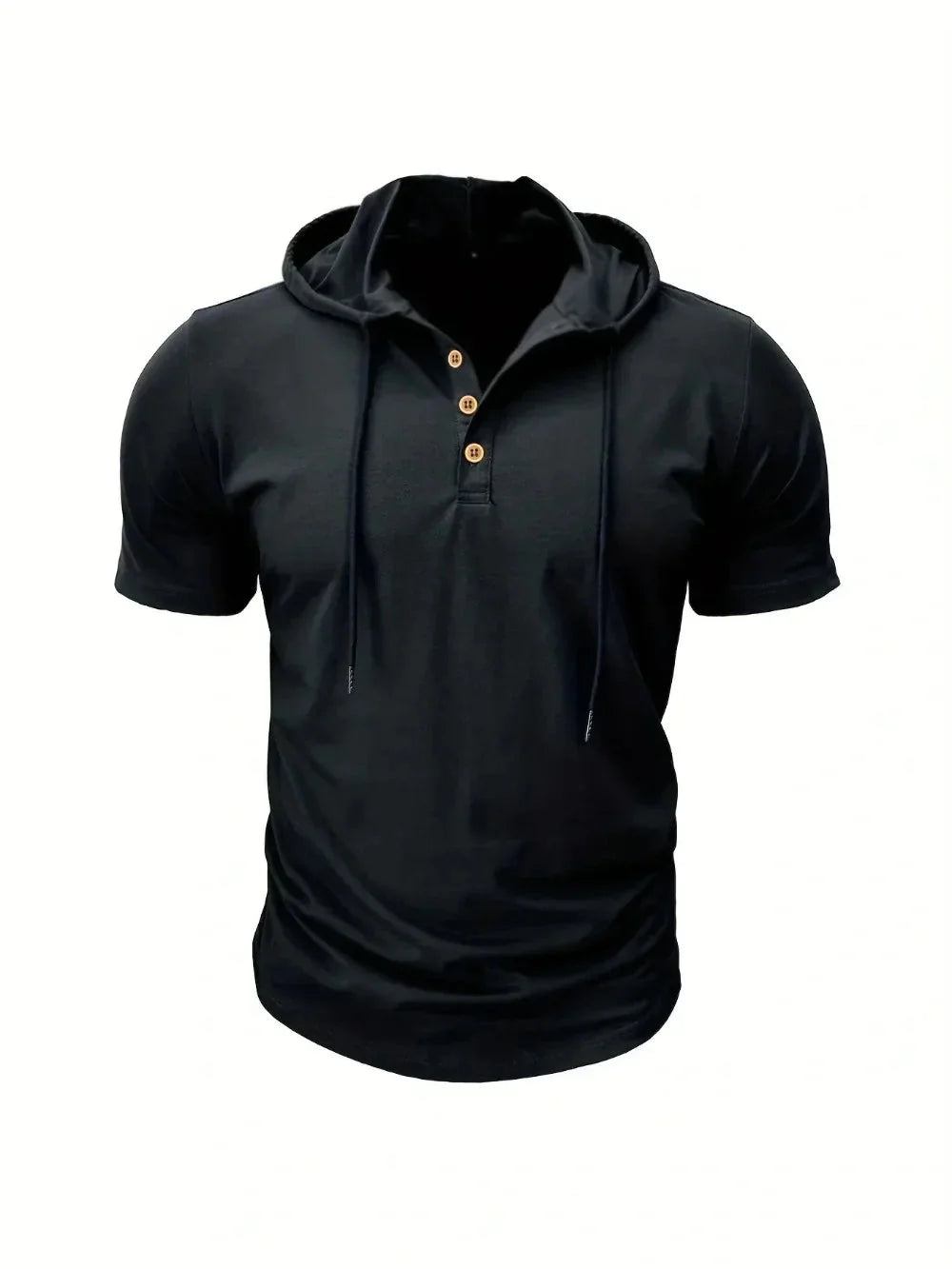 Men T Shirts  Summer Slim Fitness Hooded Short-Sleeved Bodybuilding Quick Dry Tshirt Male Gym Clothes Breathable Sports Tops